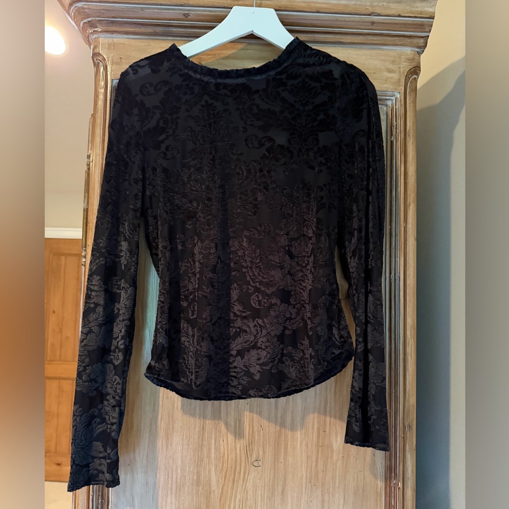 NWT By Anthropologie Sheer Velvet Burnout Top size M